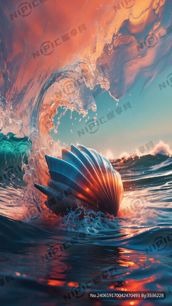 海螺 海浪 梦幻 简单炫酷背景