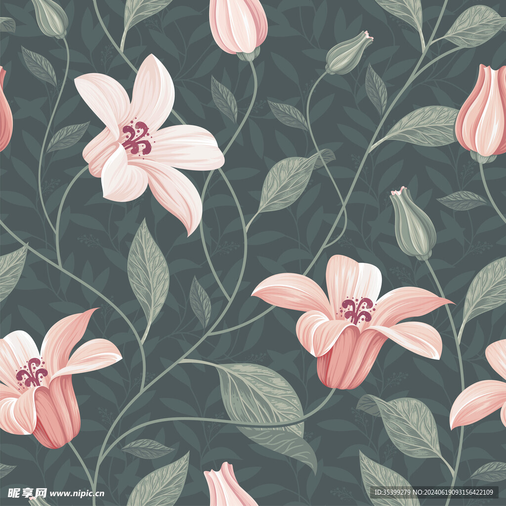 无缝素雅花卉背景