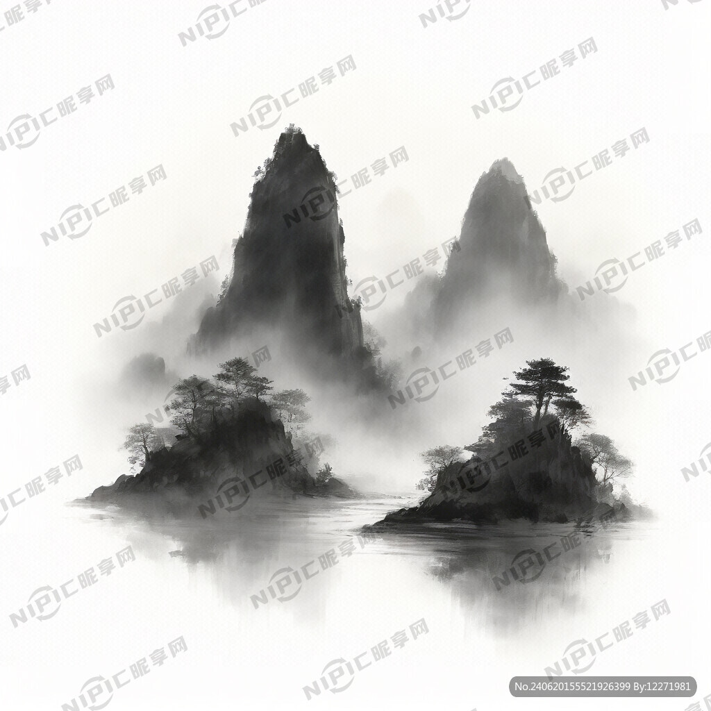 山谷 中国风 中国画 山水