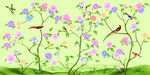 中式花鸟壁画         