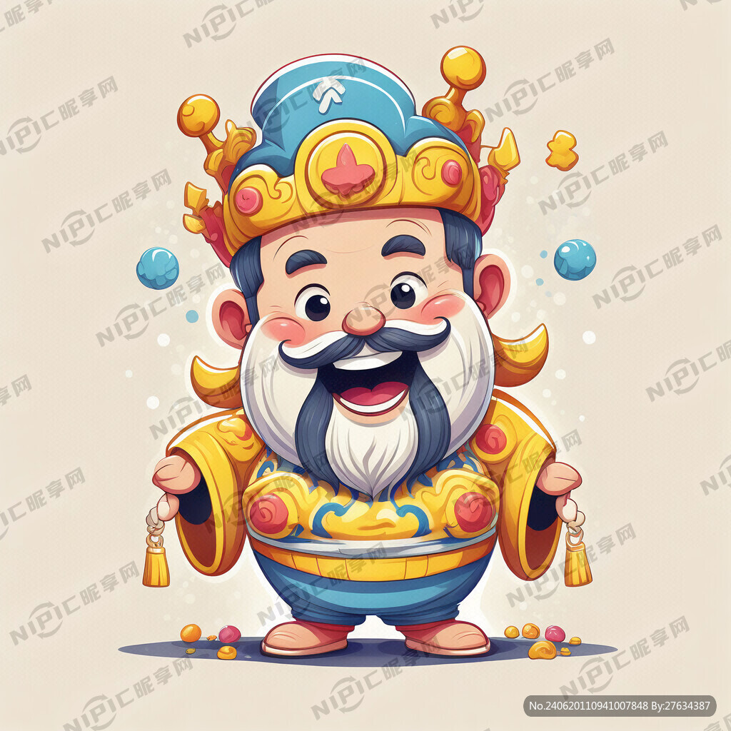 卡通财神爷 可爱 彩色