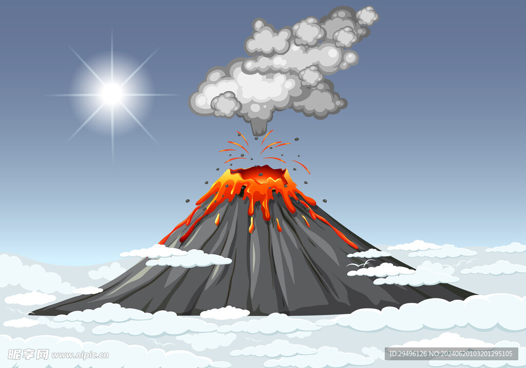 火山喷发插画