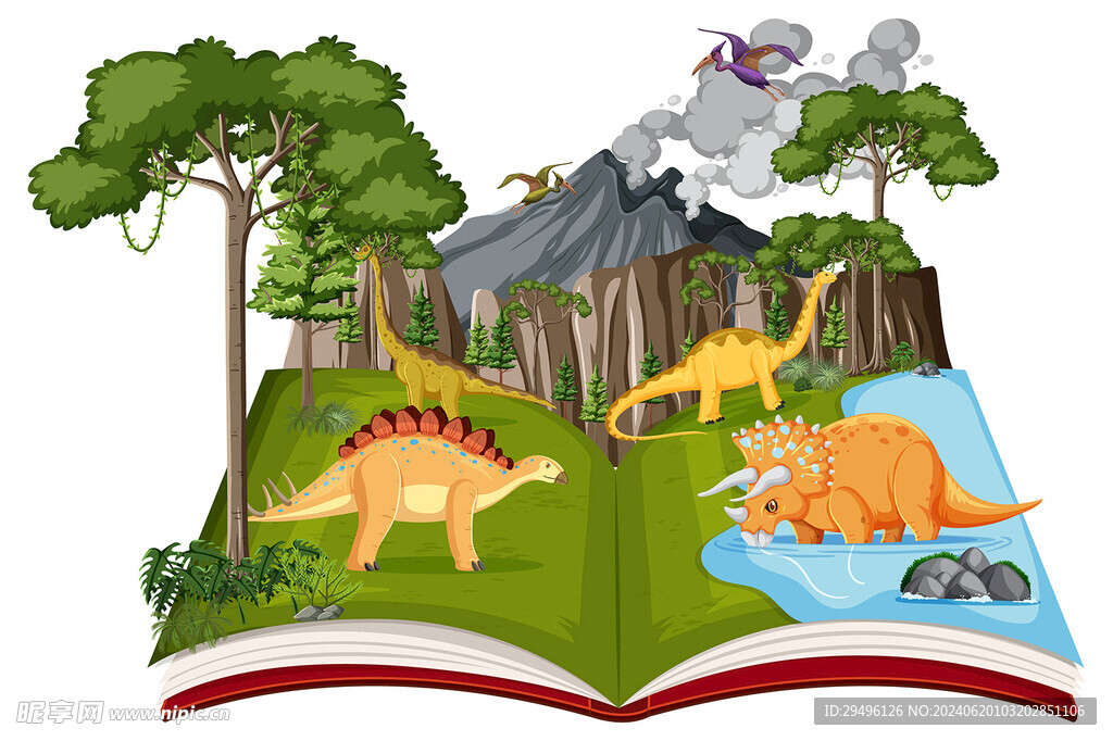 书本上的恐龙插画