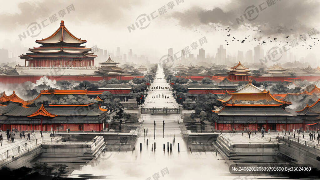 北京故宫  写实 素描画