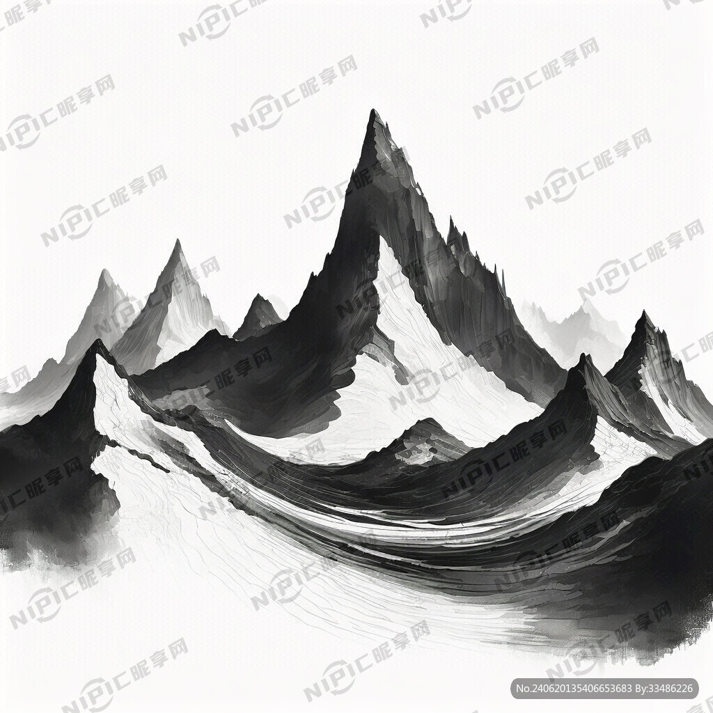 山线条 单色黑 条条形状 弯曲