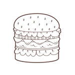 汉堡插画简笔画矢量图