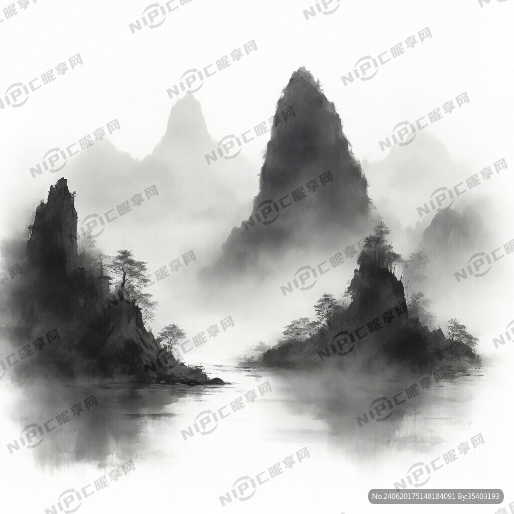 山谷 中国风 中国画 山水