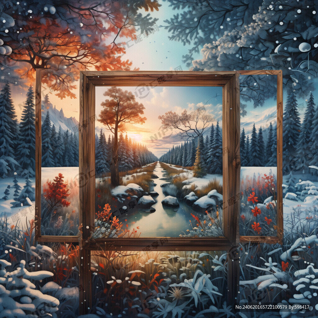 一年四季风光拍照框