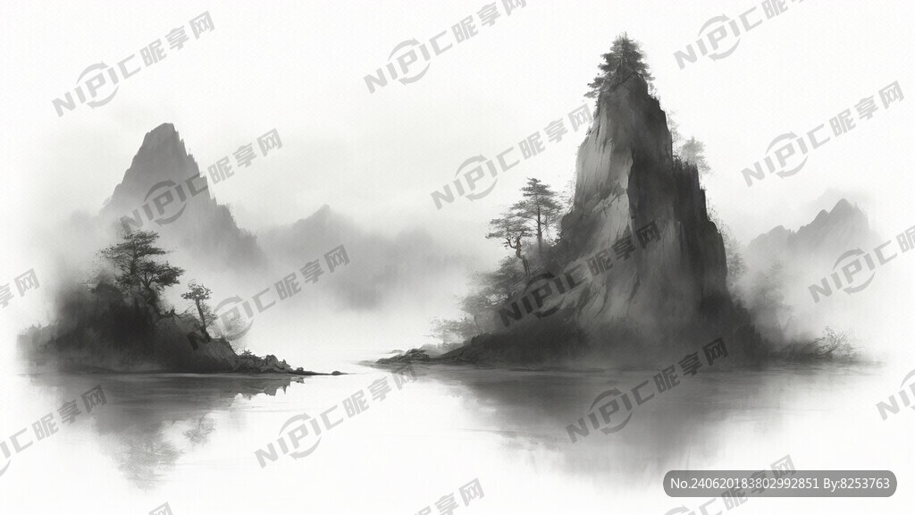 山谷 中国风 中国画 山水