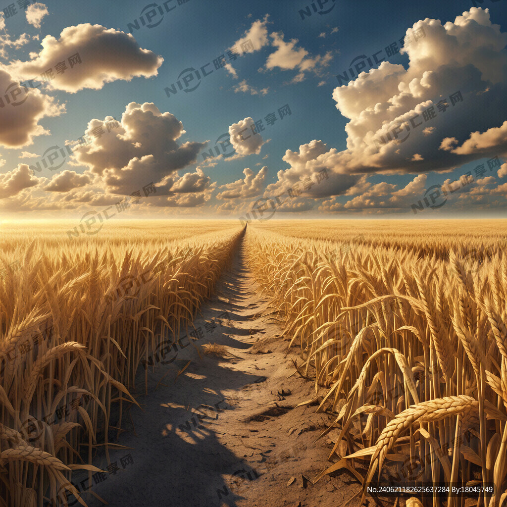 天空、小麦、玉米、路面