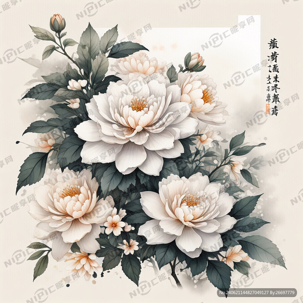 成片栀子花 花朵 包装封面