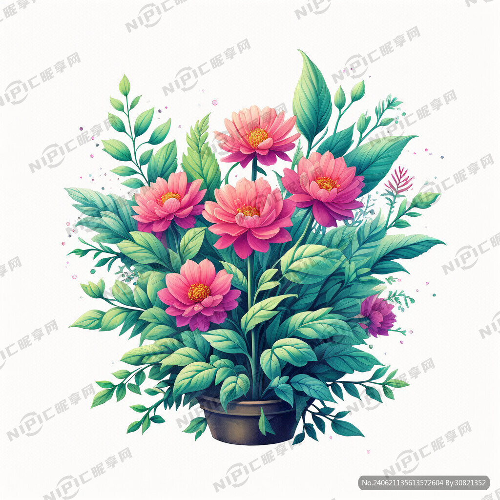 多巴胺配色植物花卉插画