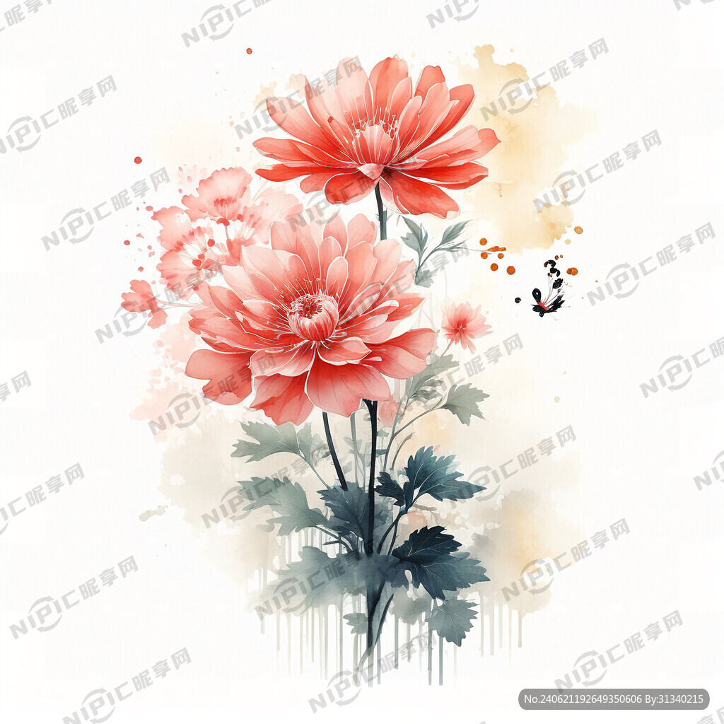 水彩定位花   大花型  