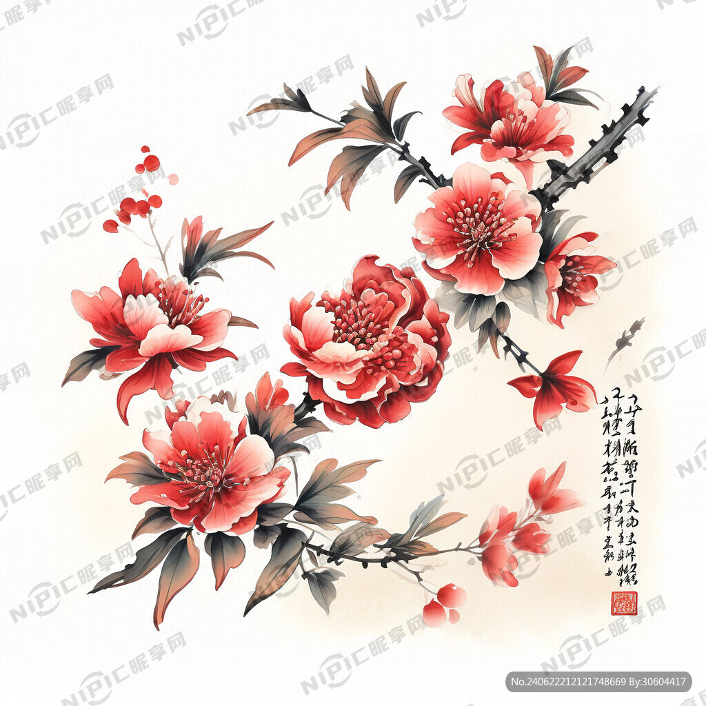 工笔石榴花