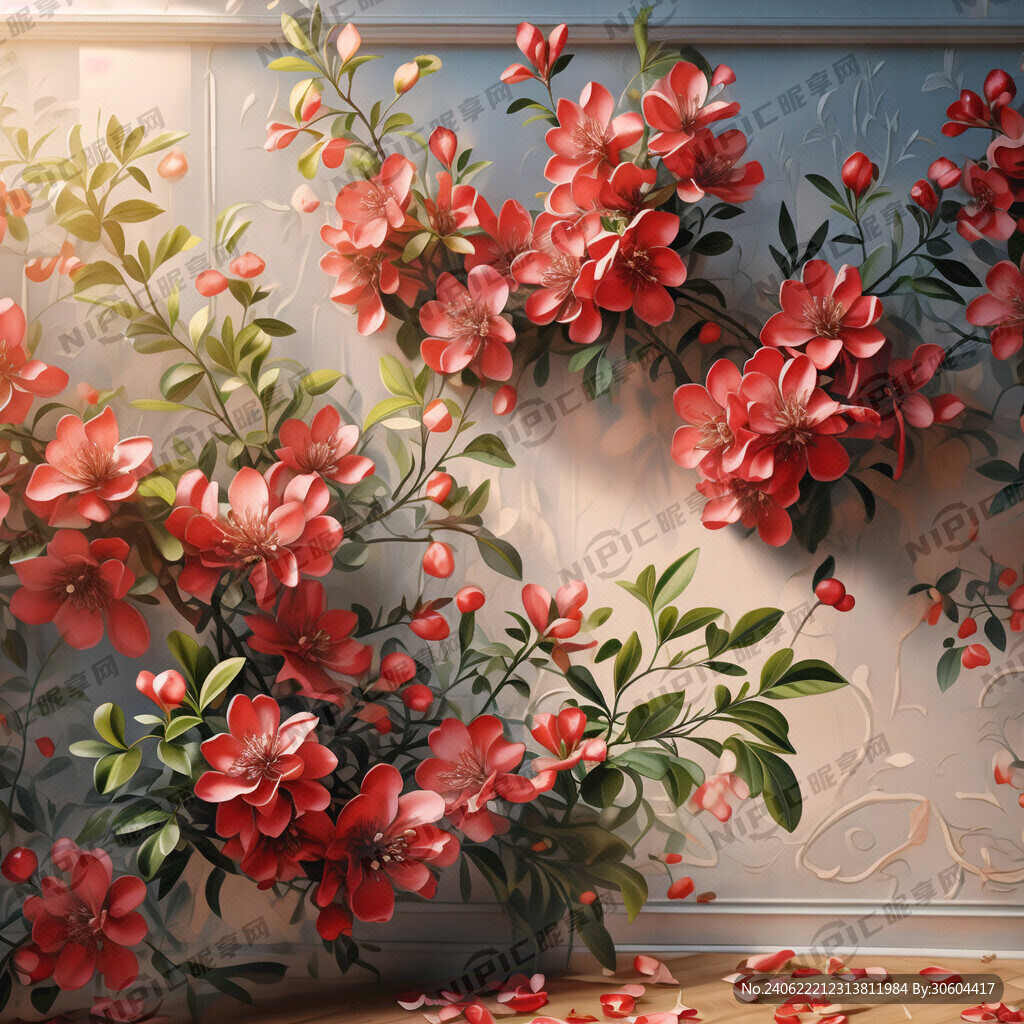 墙纸石榴花