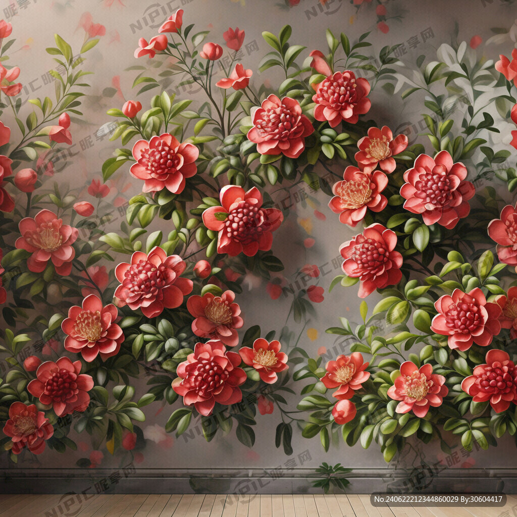 墙纸石榴花