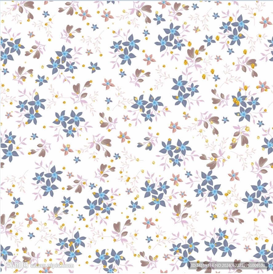 数码印花  小碎花  亮片  