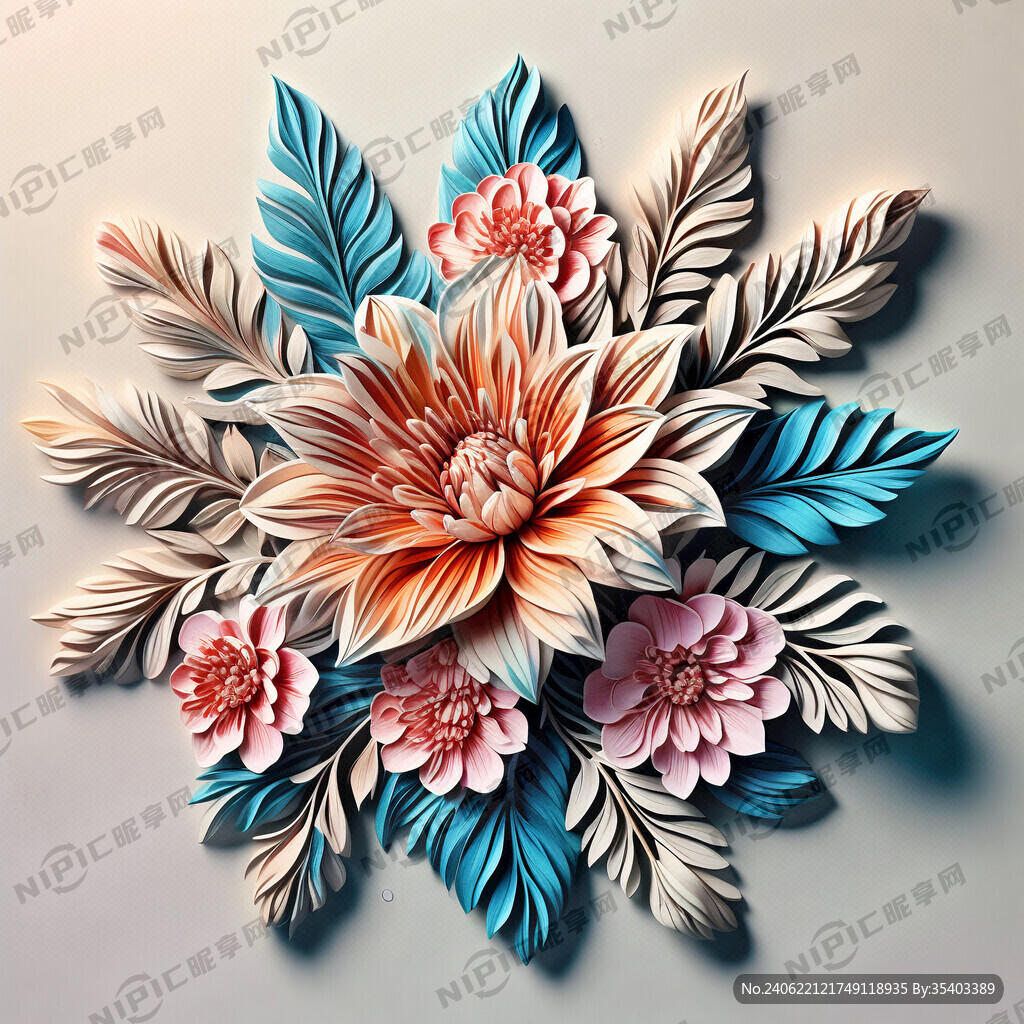 手绘花 3D花型  数码印花