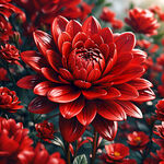 红色3D手绘花