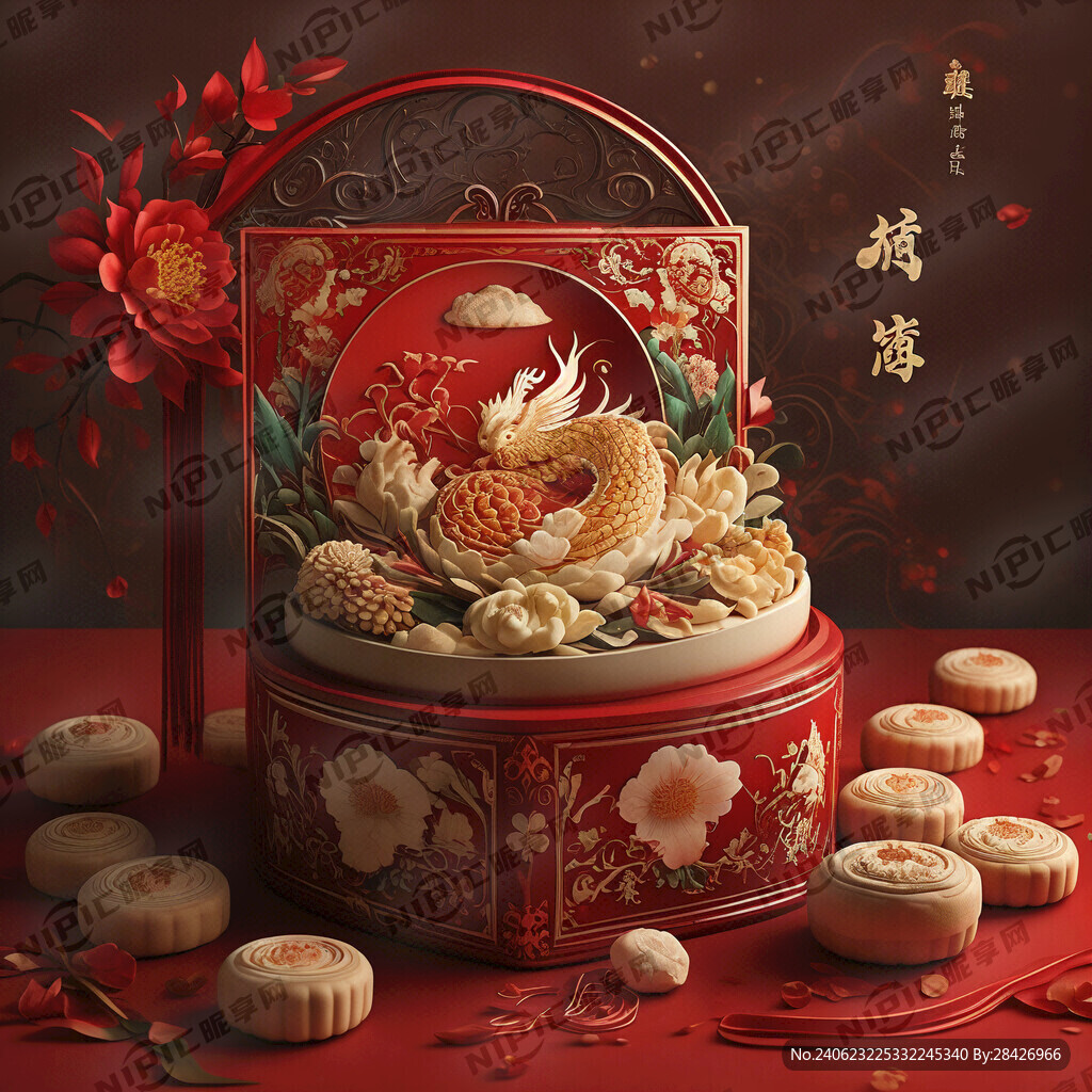 中秋月饼礼盒 红色礼盒