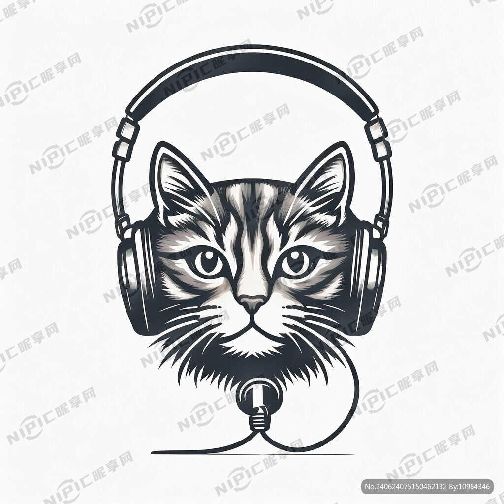 猫戴耳机标志