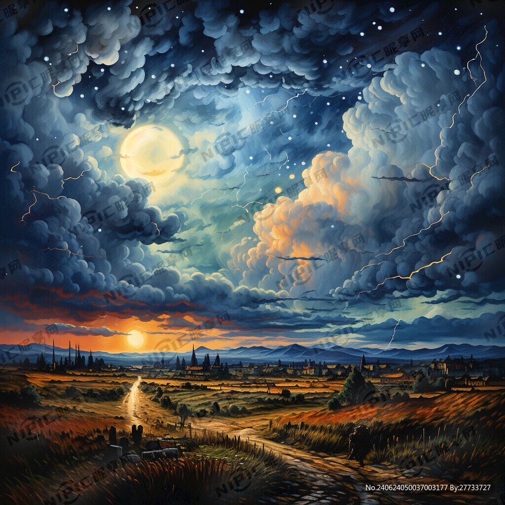 AI创作图雷阵雨 夜晚 天空nipic.com-昵图网