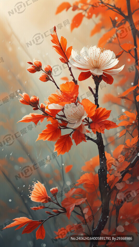 明艳背景橙色树叶背景 克隆式