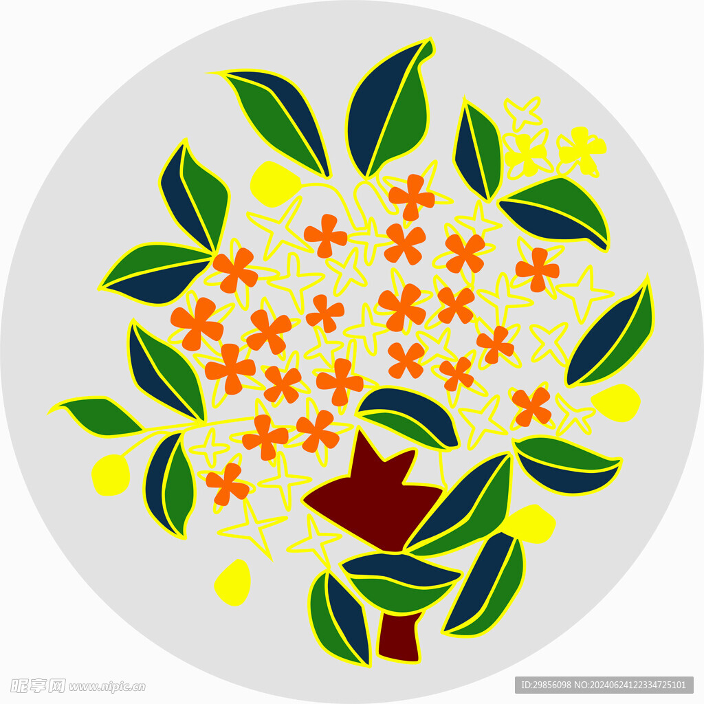 手绘矢量图插画简笔画24节气花