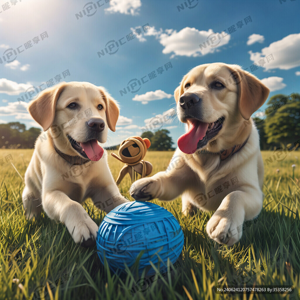 两只拉布拉多犬 一大一小