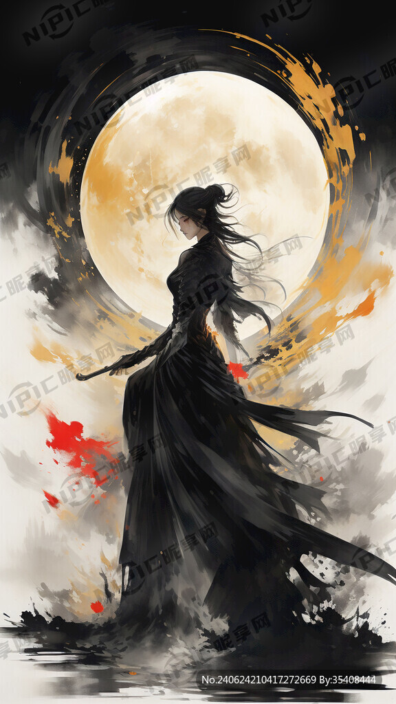 纯黑色背景 武侠风格
