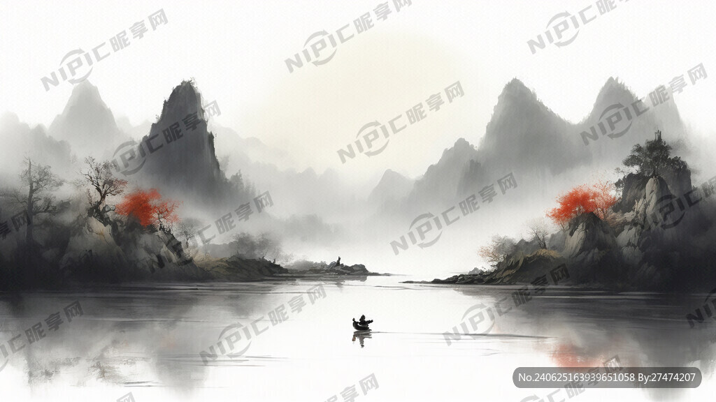 山谷 中国风 中国画 山水