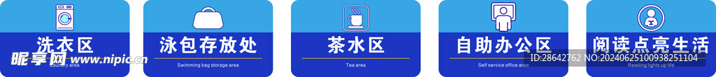 阅读区 办公区 洗衣区牌