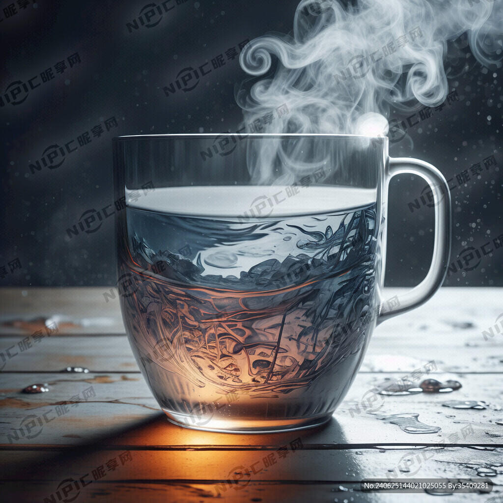 杯子里面有水 杯子上面有热气