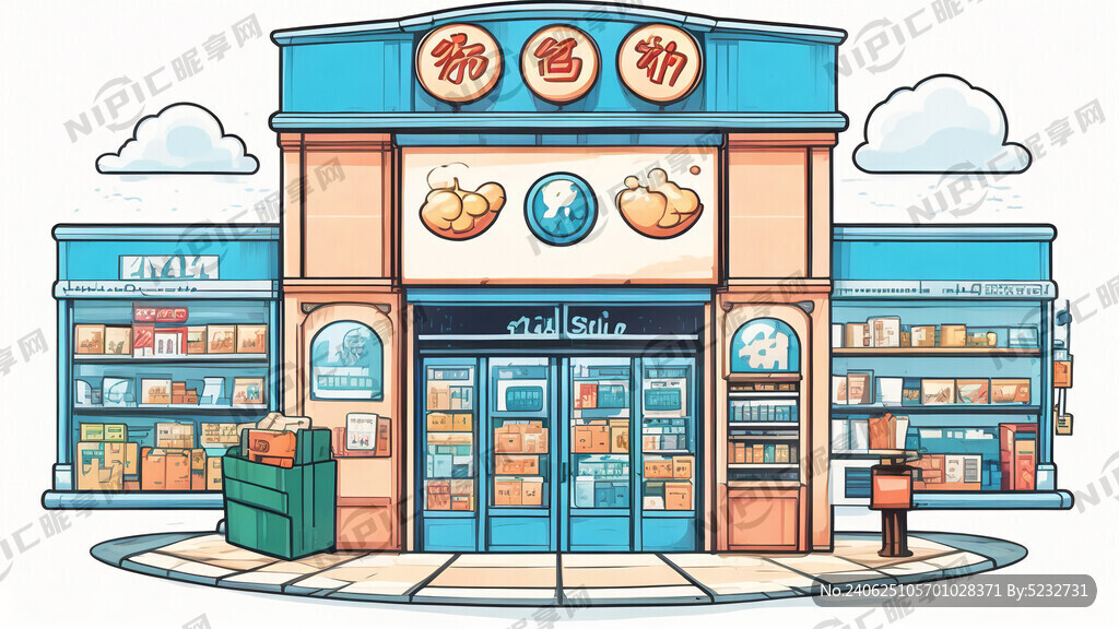 卡通快递店正面图