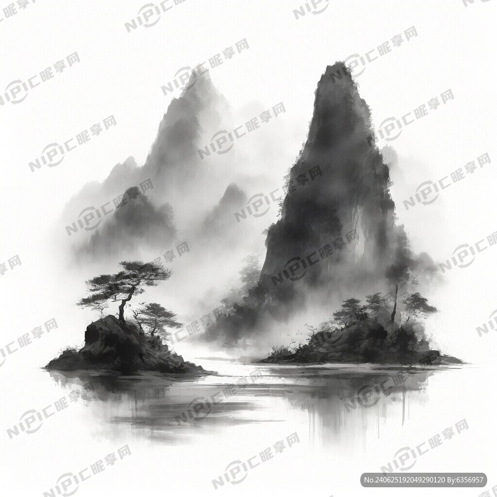 山谷 中国风 中国画 山水