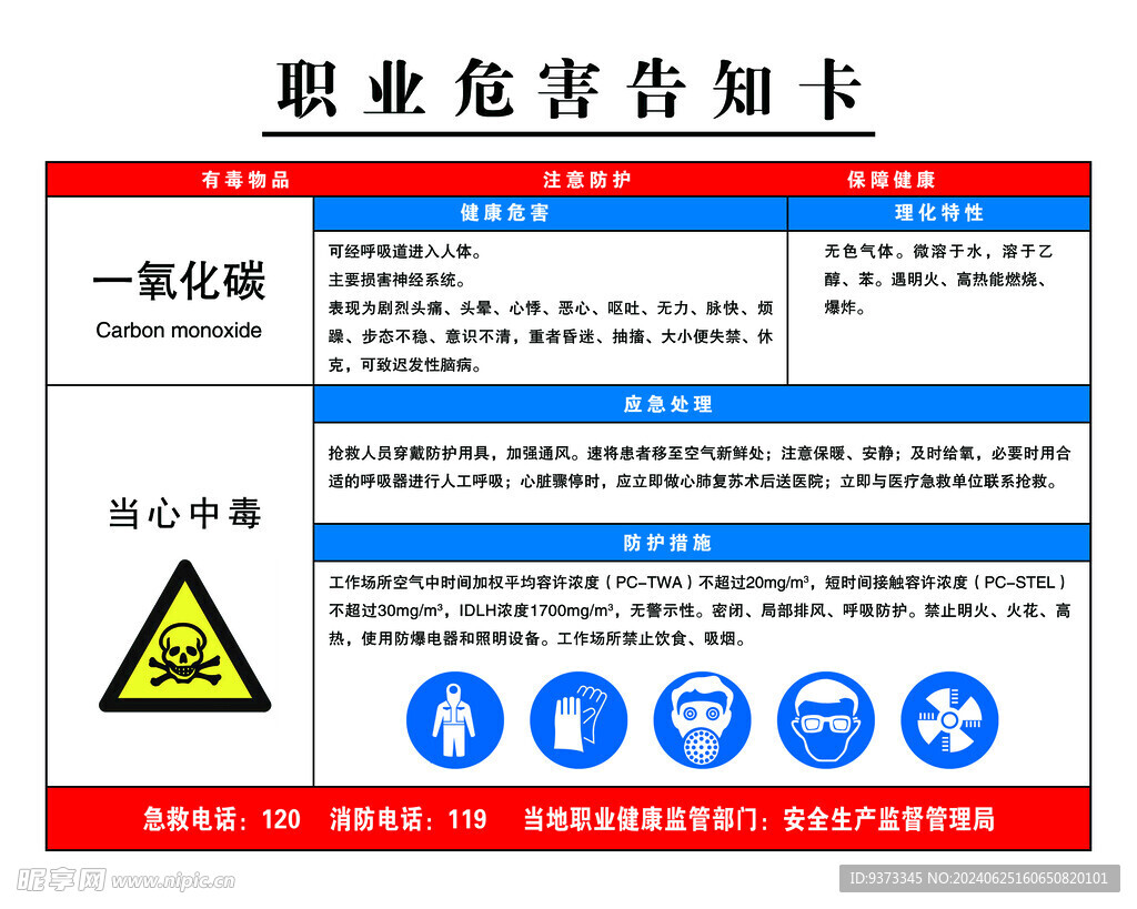 一氧化碳 告知卡 职业危害