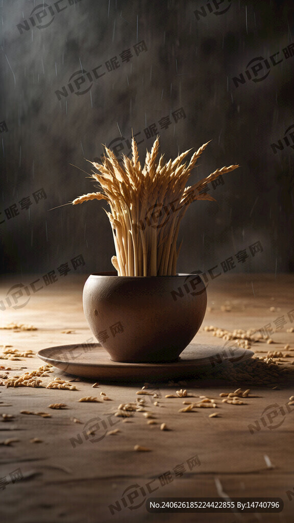 谷穗  小米  精致盘子 泥墙