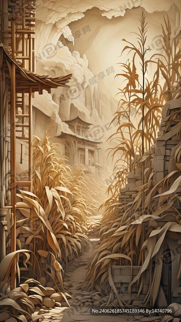 玉米 黄土高原 窑洞 剪纸