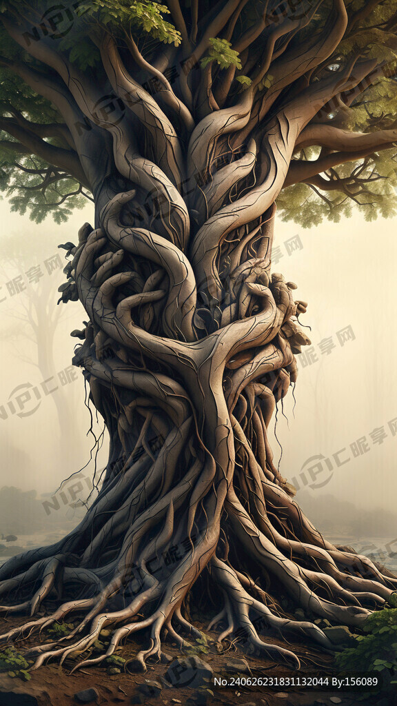 树根组成手 缠绕在一起