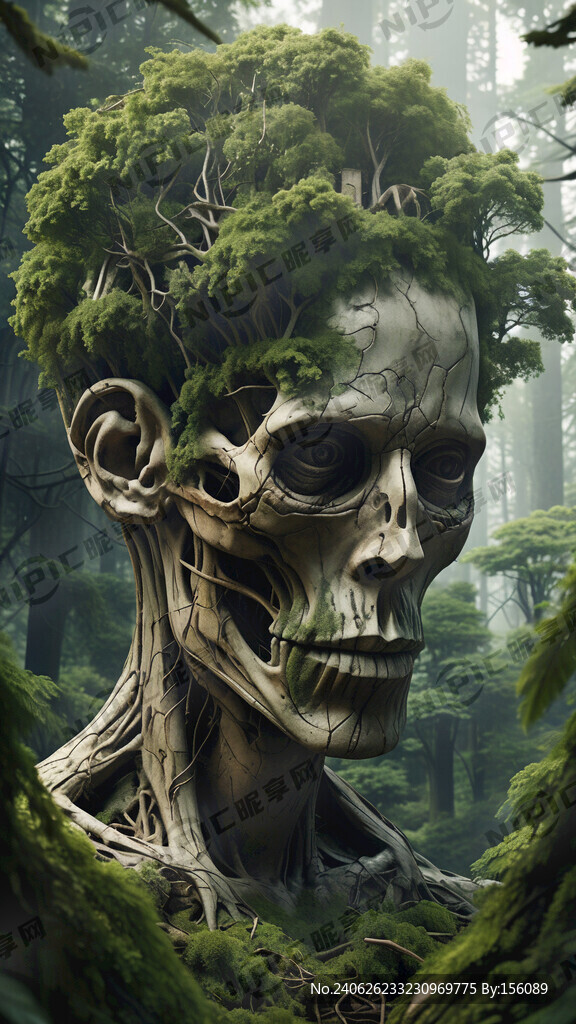 森林形成的人体头颅