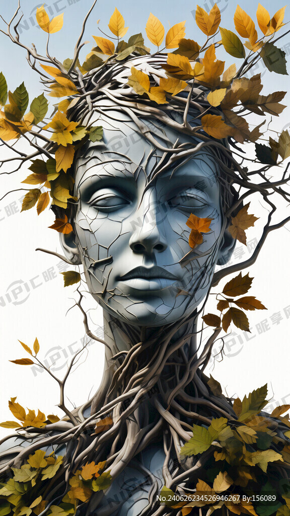 树枝树叶形成一张人脸