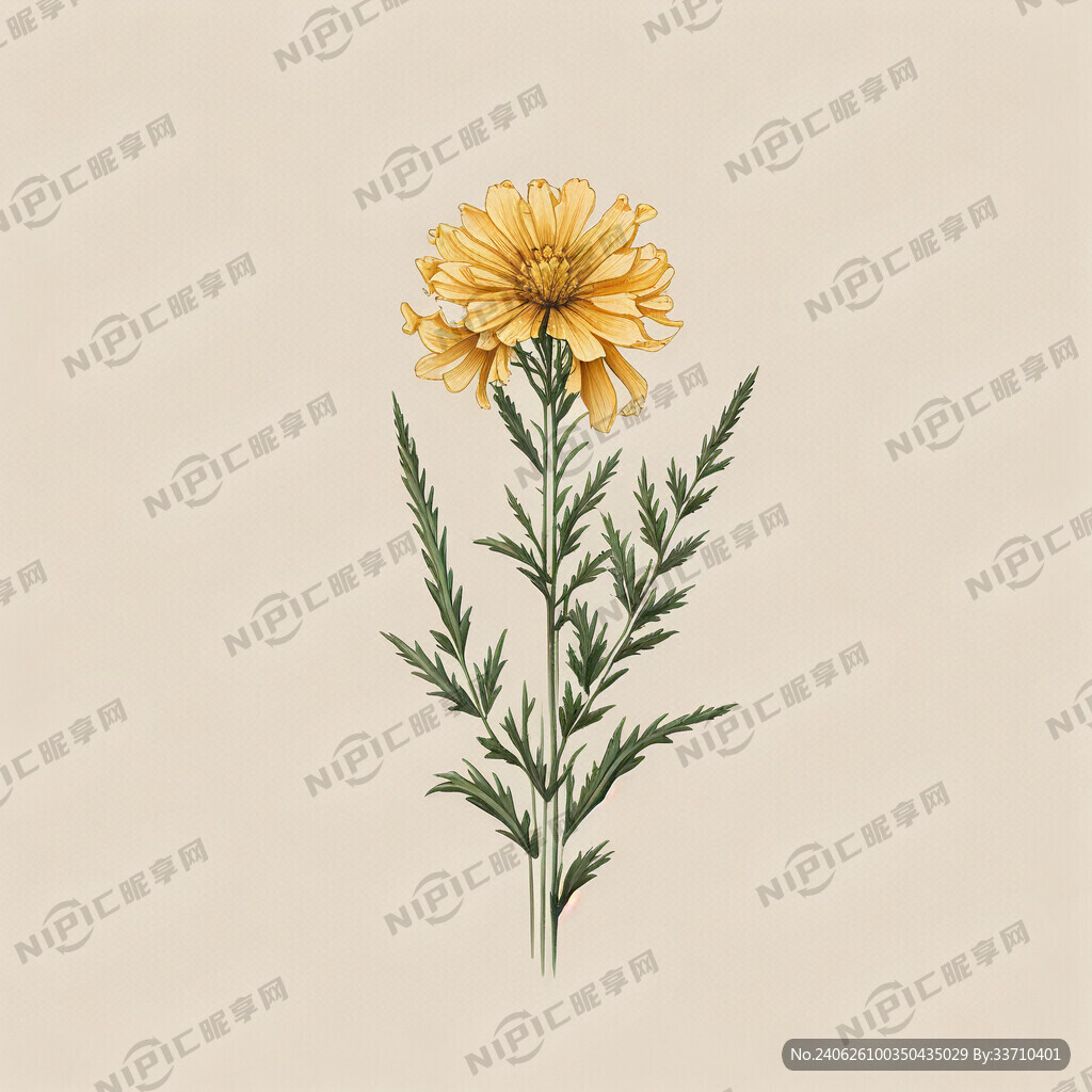 黄花蒿  叶子  花   手绘