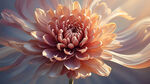 一朵抽象的菊花，水平旋转，抽象，多彩，弥散风，透明丝绸质感，漫射渐变，透明，晶莹剔透，华丽高光，柔光，
