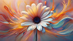 一朵抽象的雏菊，水平旋转，抽象，多彩，弥散风，透明丝绸质感，漫射渐变，透明，晶莹剔透，华丽高光，柔光，