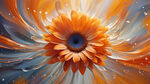 水平旋转，抽象，多彩，橘黄色,弥散风，透明丝绸质感，漫射渐变，透明，晶莹剔透，华丽高光，柔光，橘色花瓣的雏菊