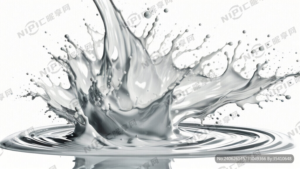纯白色牛奶溅起的水花