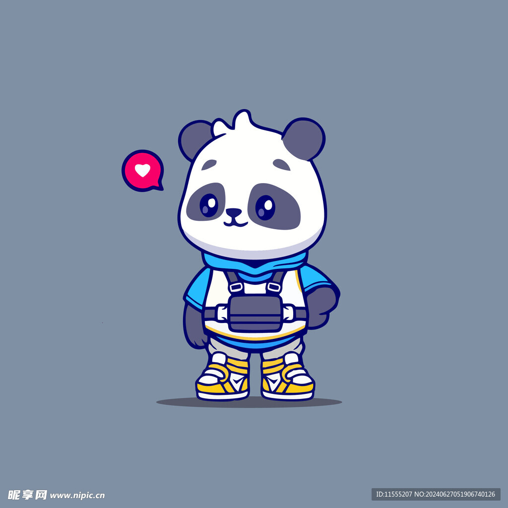 可爱熊猫矢量卡通插画