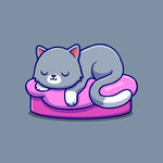 可爱贪睡小猫矢量卡通插画