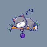 可爱贪睡小猫矢量卡通插画