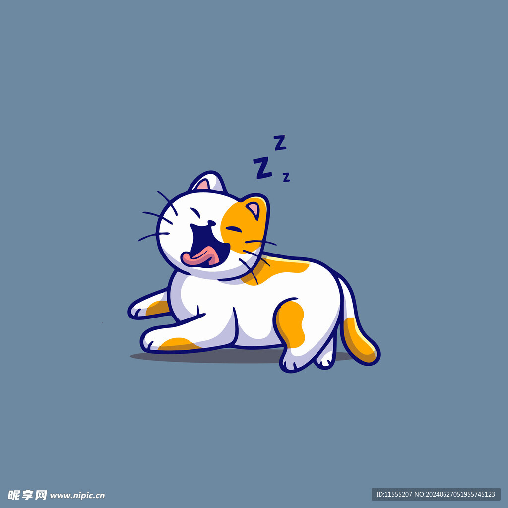 可爱睡觉小猫矢量卡通插画